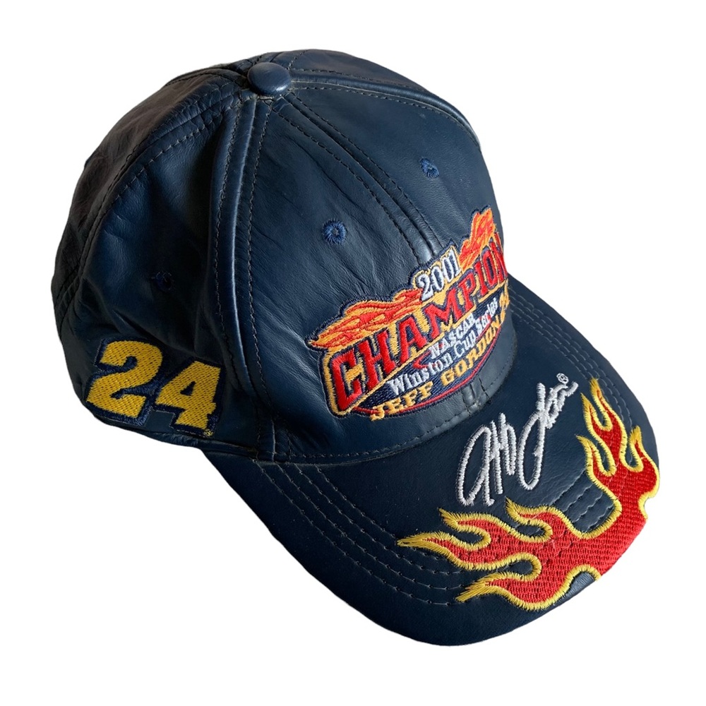 Vintage Jeff Gordon 2001 NASCAR Winston Cup Champion Leather Hat Chase Authentic